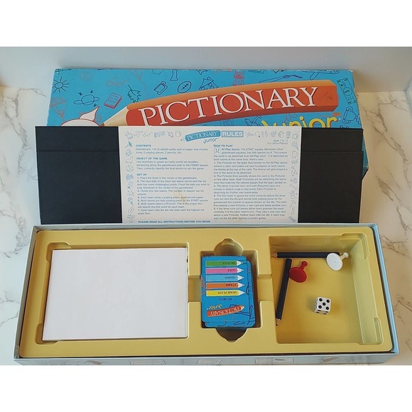 VINTAGE Pictionary Junior COMPLETE 1999 Classic Drawing Board Game Children A3 - Picture 2 of 2